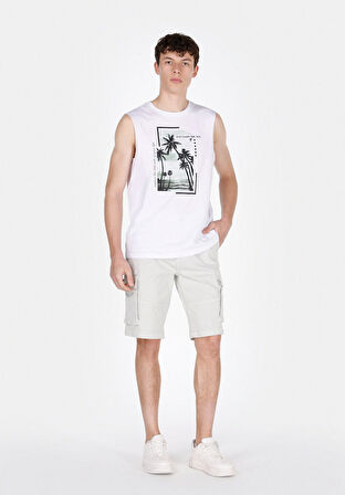 Regular Fit Orta Bel Düz Erkek Taş Şort