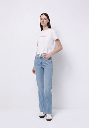 Regular Fit   Kadın Beyaz Kısa Kol Tişört