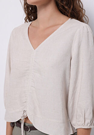 Regular Fit   Kadın Bej  Gömlek