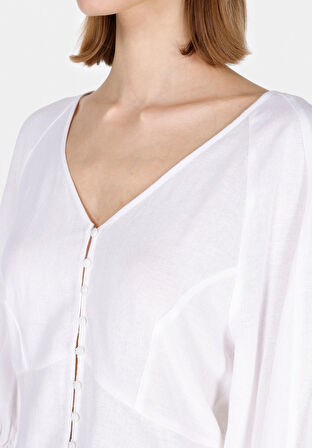 Slim Fit   Kadın Beyaz  Gömlek