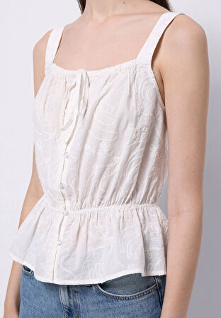 Slim Fit   Kadın Ekru  Gömlek