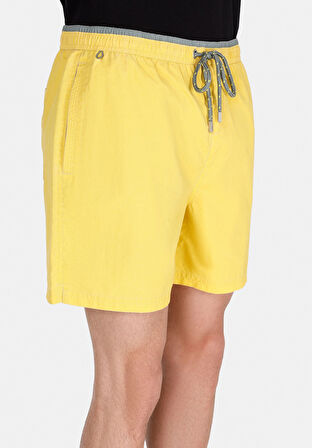 Slim Fit Düz Erkek Sari Deniz Şortu