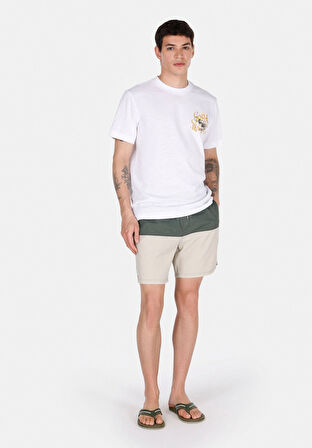 Slim Fit Baskılı Erkek Yeşil Deniz Şortu