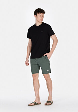 Slim Fit Düz Erkek Yeşil Deniz Şortu