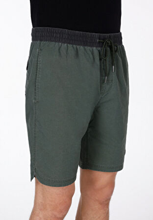 Slim Fit Düz Erkek Yeşil Deniz Şortu