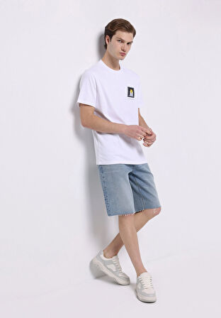 Regular Fit Yuvarlak Yaka Düz Erkek Beyaz Kısa Kol Tişört