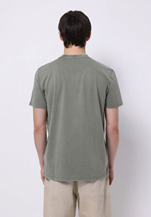 Regular Fit Yuvarlak Yaka Düz Erkek Yeşil Kısa Kol Tişört