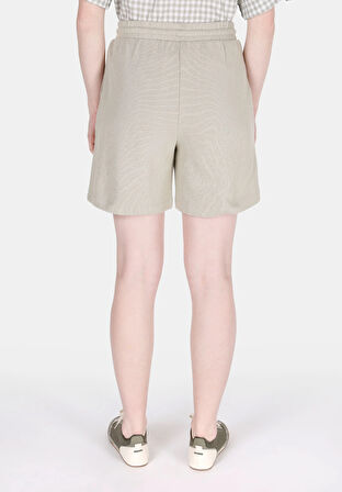 Regular Fit Orta Bel Baskılı Kadın Yeşil Şort