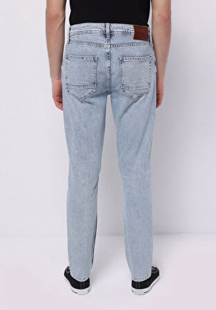 Straight Fit Düşük Bel Düz Paça Erkek İndigo Jean Pantolon