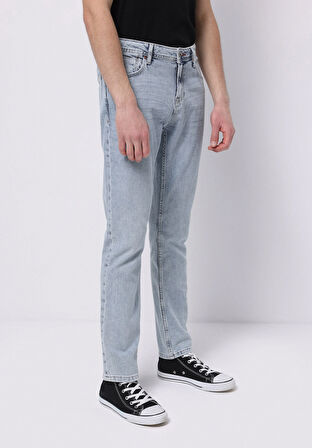 Straight Fit Düşük Bel Düz Paça Erkek İndigo Jean Pantolon