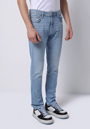 Straight Fit Düşük Bel Düz Paça Erkek İndigo Ecologic Jean Pantolon