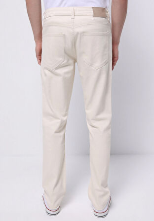Straight Fit Düşük Bel Düz Paça Erkek Bej Jean Pantolon