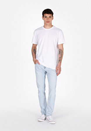 Straight Fit Düşük Bel Düz Paça Erkek Mavi Jean Pantolon