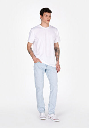 Straight Fit Düşük Bel Düz Paça Erkek Mavi Jean Pantolon