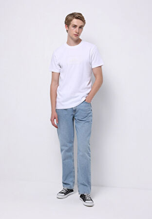 Regular Fit Orta Bel Düz Paça Erkek İndigo Jean Pantolon