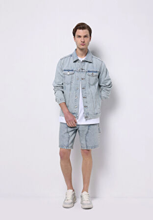 Regular Fit Düğmeli Astarsız  Erkek Mavi Ceket