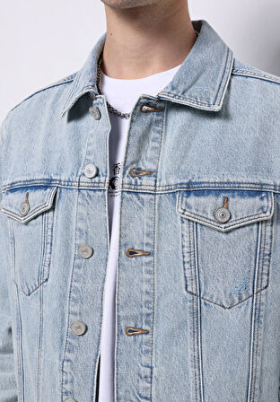 Regular Fit Düğmeli Astarsız  Erkek Mavi Ceket