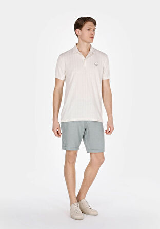 Regular Fit Polo Yaka Düz Erkek Bej Kısa Kol Tişört