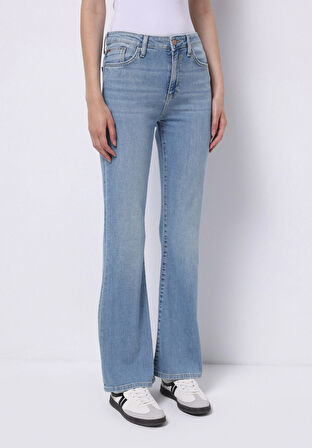 Regular Fit Orta Bel Bootcut Kadın İndigo Jean Pantolon