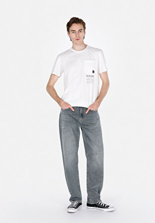 083 Retro Baggy Fit Orta Bel Düz Paça Erkek Yeşil Jean Pantolon Cl1074870