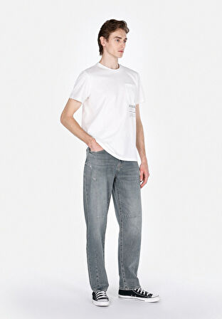083 Retro Baggy Fit Orta Bel Düz Paça Erkek Yeşil Jean Pantolon Cl1074870