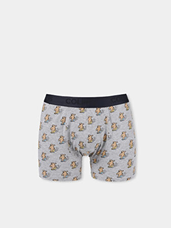 Modern Fit Baskılı Erkek Gri Boxer