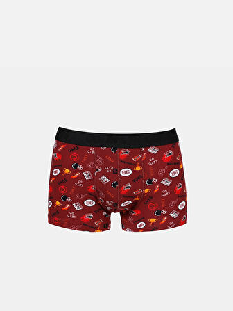 Modern Fit Baskılı Erkek Bordo Boxer