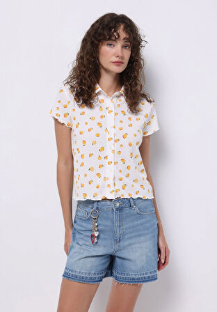 Mom Fit Yüksel Bel Düz Kadın Mid İndigo Denim Jean Şort