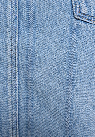 Regular Fit Çizgili Fermuarlı Kadın Mavi Etek