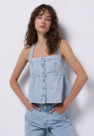 Regular Fit   Kadın Mavi Gömlek