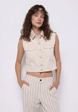Regular Fit     Kadın Denim Yelek