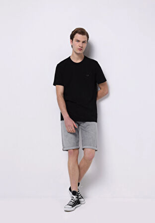 Straıght Fıt Düşük Bel Düz Erkek Gri Jean Şort