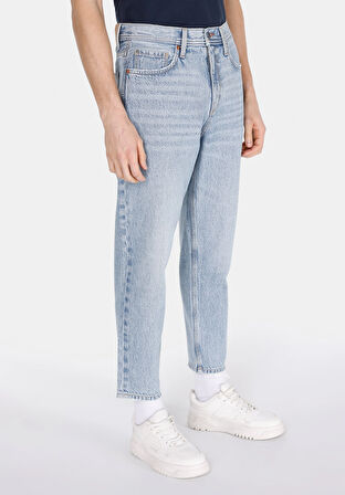Loose Tapered Fit   Erkek Light İndigo Denim Jean Pantolon