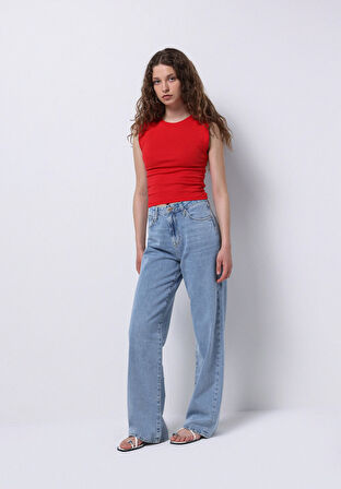 Regular Fit   Kadın Mavi Jean Pantolon