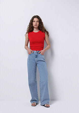 Regular Fit   Kadın Mavi Jean Pantolon