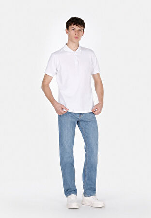 Loose Straight Fit   Erkek Mavi Jean Pantolon