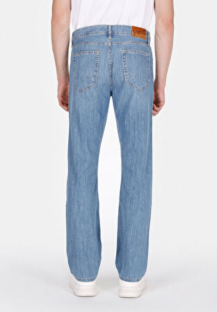 Loose Straight Fit   Erkek Mavi Jean Pantolon