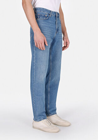 Loose Straight Fit   Erkek Mavi Jean Pantolon