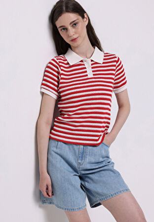 Loose Fit Yüksel Bel Düz Kadın İndigo Jean Şort