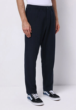 Regular Fit Orta Bel Düz Paça Erkek Lacivert  Pantolon