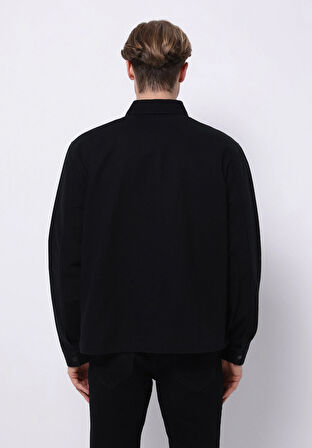 Crop Fit   Erkek Siyah Shacket