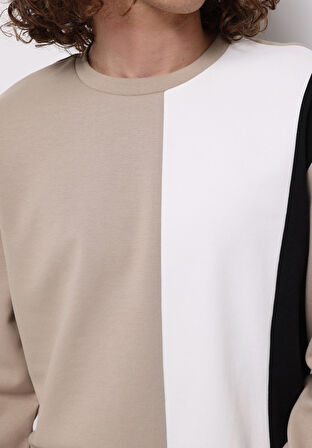 Comfort Fit   Erkek Bej Sweatshirt