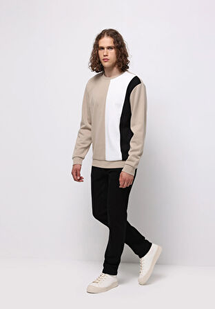 Comfort Fit   Erkek Bej Sweatshirt