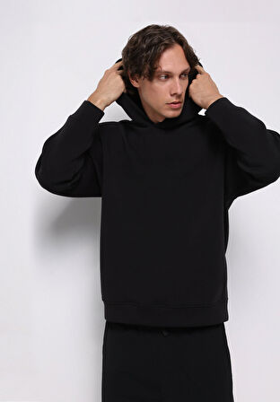 Oversize Fit   Erkek Siyah Sweatshirt