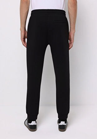 Regular Fit Orta Bel Düz Erkek Siyah Eşofman Altı