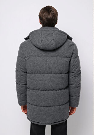 Regular Fit     Erkek Gri Kaban