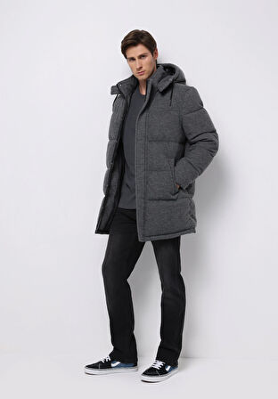 Regular Fit     Erkek Gri Kaban