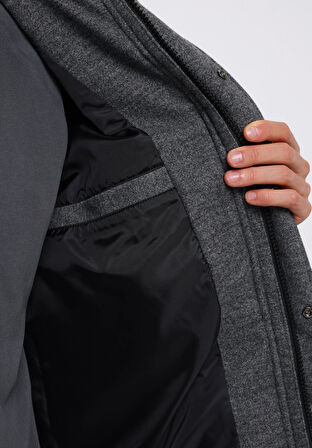 Regular Fit     Erkek Gri Kaban