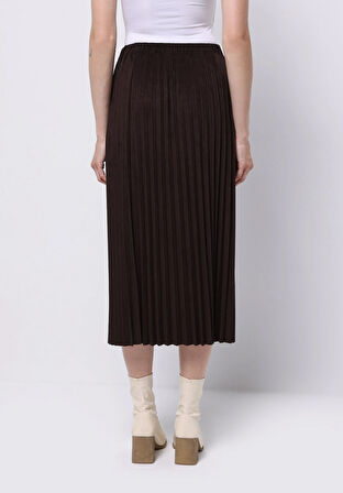 Regular Fit Düz  Kadın Kahverengi Etek