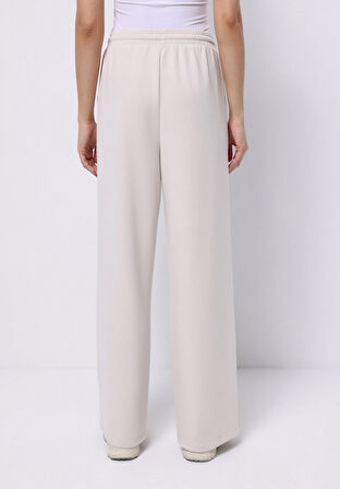 Regular Fit Orta Bel Düz Kadın Ekru Eşofman Altı